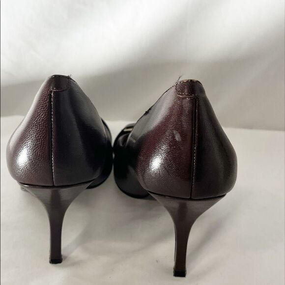 Maripe Brown & Gold Open Toe High Heels Size 8M - Picture 5 of 6